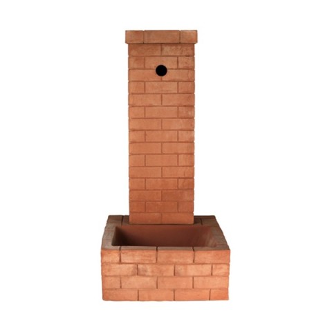 Ground Fountain with Square Terracotta Bricks